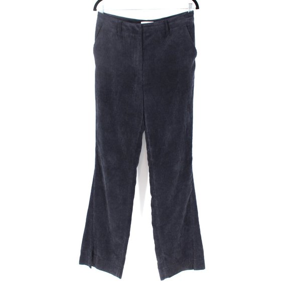 Anine Bing Jocelyn Corduroy Slit-Hem Pants S High Rise Trousers Navy Blue Small - Picture 2 of 9